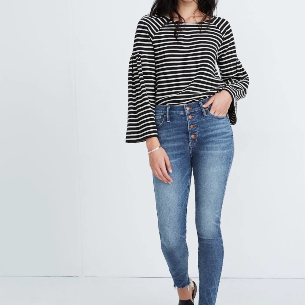 Madewell 10” High-Rise Skinny Jeans in Cordova Wash: Button Front